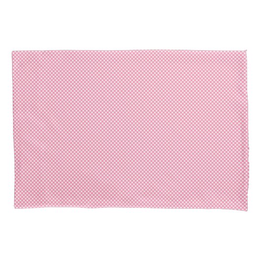 Dual images of a rectangular pink gingham-patterne kussensloop (Voorkant)
