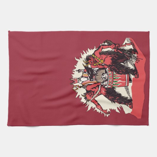 Dual Krampus en Old St. Nick Theedoek (Horizontaal)