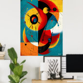 Dual Orbit – Mid-Century Geometric Symmetry Wall Poster (Thuiskantoor)