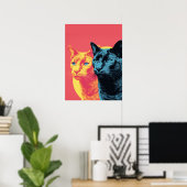 Dual Perspectives: Feline Fusion Poster (Thuiskantoor)