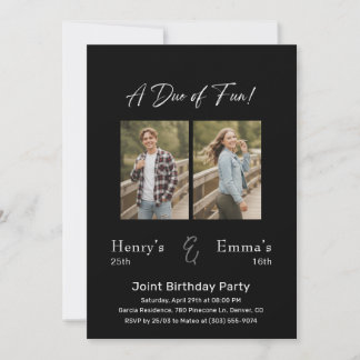 Dual Photo Milestone Double Joint Birthday Party Kaart