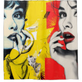 Dual pop art portrait  douchegordijn (Voorkant)
