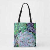 Dual-sided tote bag featuring a succulent bouquet (Devant)