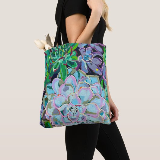 Dual-sided tote bag featuring a succulent bouquet (Dichtbij)