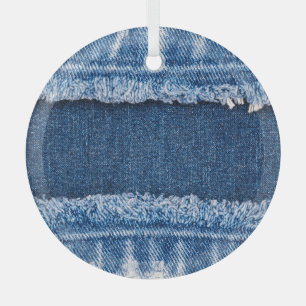 Dual-Tone gebleekte denim stof Lijst Glas Ornament