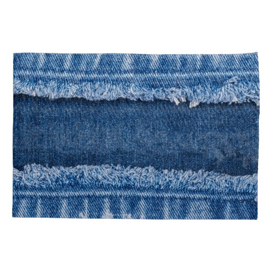 Dual-Tone gebleekte denim stof Lijst Kussensloop (Achterkant)