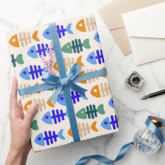Dual Tone Schattige visbeenpatroon Cadeaupapier