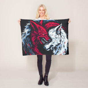 Dual Wild Lunar Wolf Fleece Deken