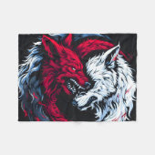 Dual Wild Lunar Wolf Fleece Deken (Voorkant (Horizontaal))