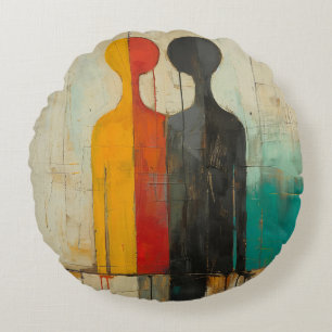 Dualiteit – Abstracte figuren van licht en schaduw Rond Kussen