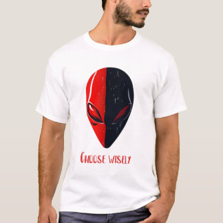 Dualiteit Masker – Rood en Zwart Minimalistisch Ge T-shirt