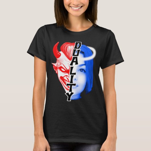 DUALITEIT T-SHIRT. Engel of duivel? T-shirt (Voorkant)