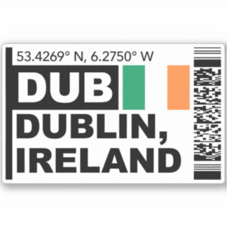 DUB Dublin Boarding Pass - Ireland Travel Sticker