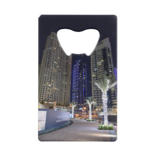 Dubai architectuur bij nacht kredietkaart flessenopener