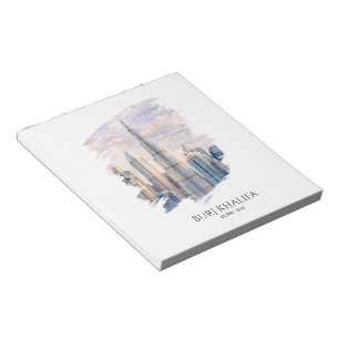 Dubai Burj Khalifa Luxe Stadssilhouet Aquarel Notitieblok