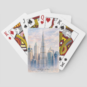 Dubai Burj Khalifa Luxe Stadssilhouet Aquarel Pokerkaarten