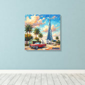 Dubai Burj Khalifa Oude Scene Opgespannen Canvas Afdruk (Insitu (Houten vloer))