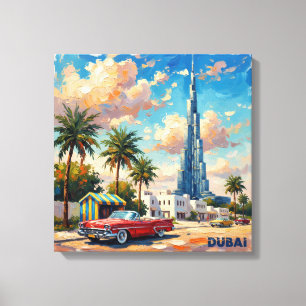 Dubaï Burj Khalifa Scène Rétro Toile Étirée