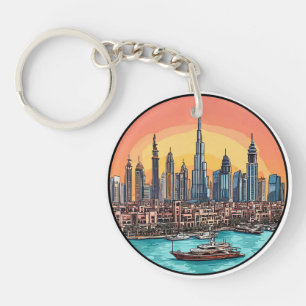 Dubai City Skyline met torenhoge wolkenkrabbers Sleutelhanger