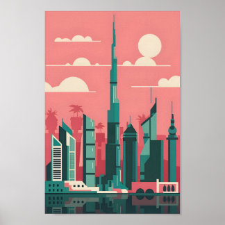 Dubai Elegantie 4K Landschap Cityscape Poster