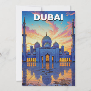 Dubai Grand Mosque UAE Zonsondergang Feestdagenkaart