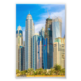 Dubai modern skyscrapers Corniche Foto Afdruk