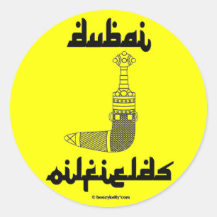 Dubai Olievelden, Arab Dagger, Sticker, Oil, Gas,  Ronde Sticker