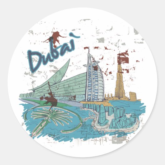 Dubai Ronde Sticker (Voorkant)