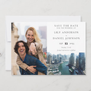 Dubai Silhouette Watercolor Foto Bruiloft Save The Date