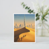 Dubai Skyline Desert Kamelen Reizen Briefkaart (Staand voorkant)