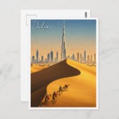 Dubai Skyline Desert Kamelen Reizen Briefkaart (Voorkant / Achterkant)