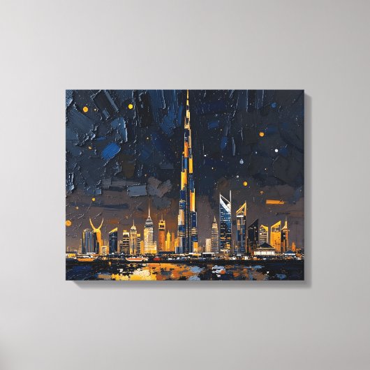 Dubai Skyline Premium Ingewikkeld Canvas | Moderne (Voorkant)