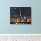 Dubai Skyline Premium Ingewikkeld Canvas | Moderne (Insitu (Houten vloer))