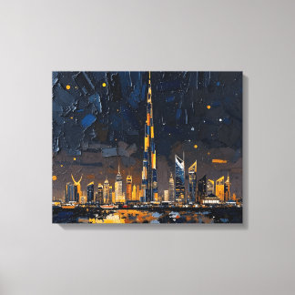 Dubai Skyline Premium Ingewikkeld Canvas | Moderne Afdruk