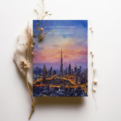 Dubai Skyline Sunset Wedding Sla de datum op Kaart