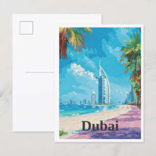 Dubai UAE Art Vintage Travel Briefkaart
