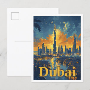 Dubai UAE Kunst Reizen Illustratie Briefkaart