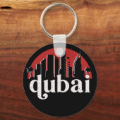 Dubai UAE Retro City Skyline Cityscape Art Sleutelhanger (Voorkant)