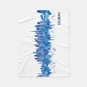 Dubai UAE Skyline Blue Fleece Deken