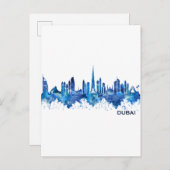Dubai UAE Skyline Blue Uitnodiging Briefkaart (Voorkant / Achterkant)