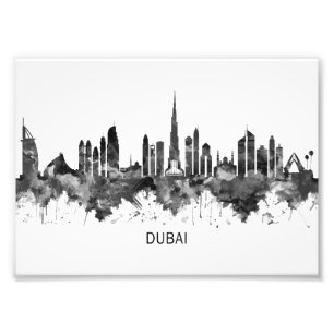 Dubai UAE Skyline BW Foto Afdruk