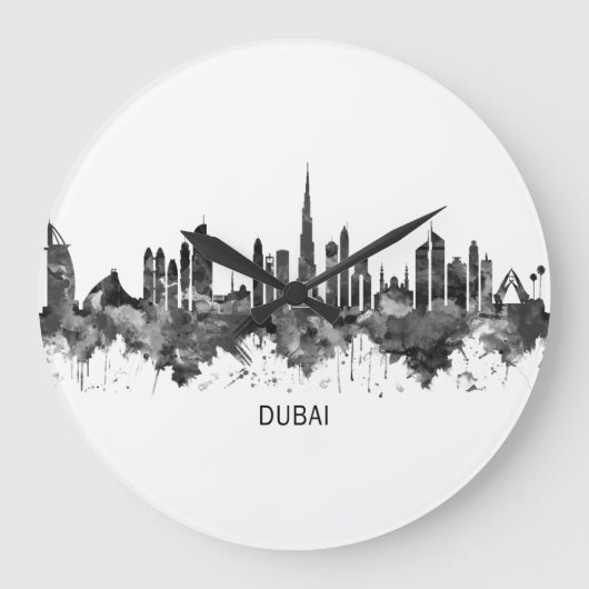 Dubai UAE Skyline BW Grote Klok (Voorkant)