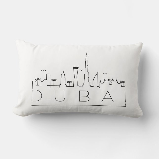 Dubai, UAE Skyline Lumbar Pillow Kussen (Voorkant)