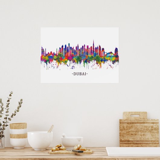 Dubai UAE Skyline Poster (Keuken)
