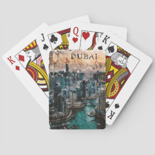Dubai UAE Waterverf Skyline Pokerkaarten