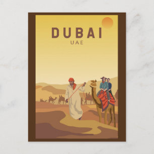 Dubai United Arab Emirates Desert Safari Retro Briefkaart