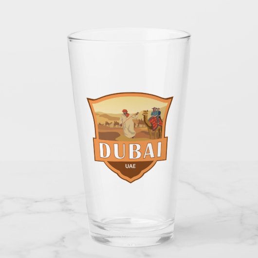 Dubai United Arab Emirates Desert Safari Retro Glas (Voorkant)