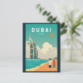 Dubai United Arab Emirates Retro Travel Art Briefkaart (Staand voorkant)