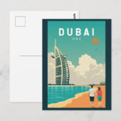 Dubai United Arab Emirates Retro Travel Art Briefkaart (Voorkant / Achterkant)