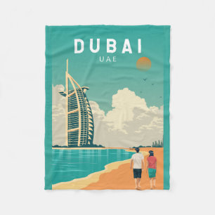 Dubai United Arab Emirates Retro Travel Art Fleece Deken